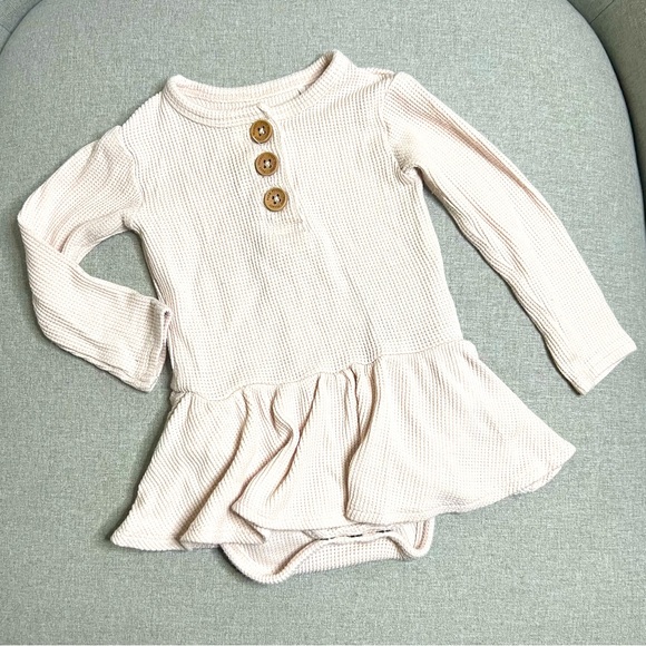 Posh Peanut Pink Waffleknit Twirl Bodysuit - Picture 1 of 2